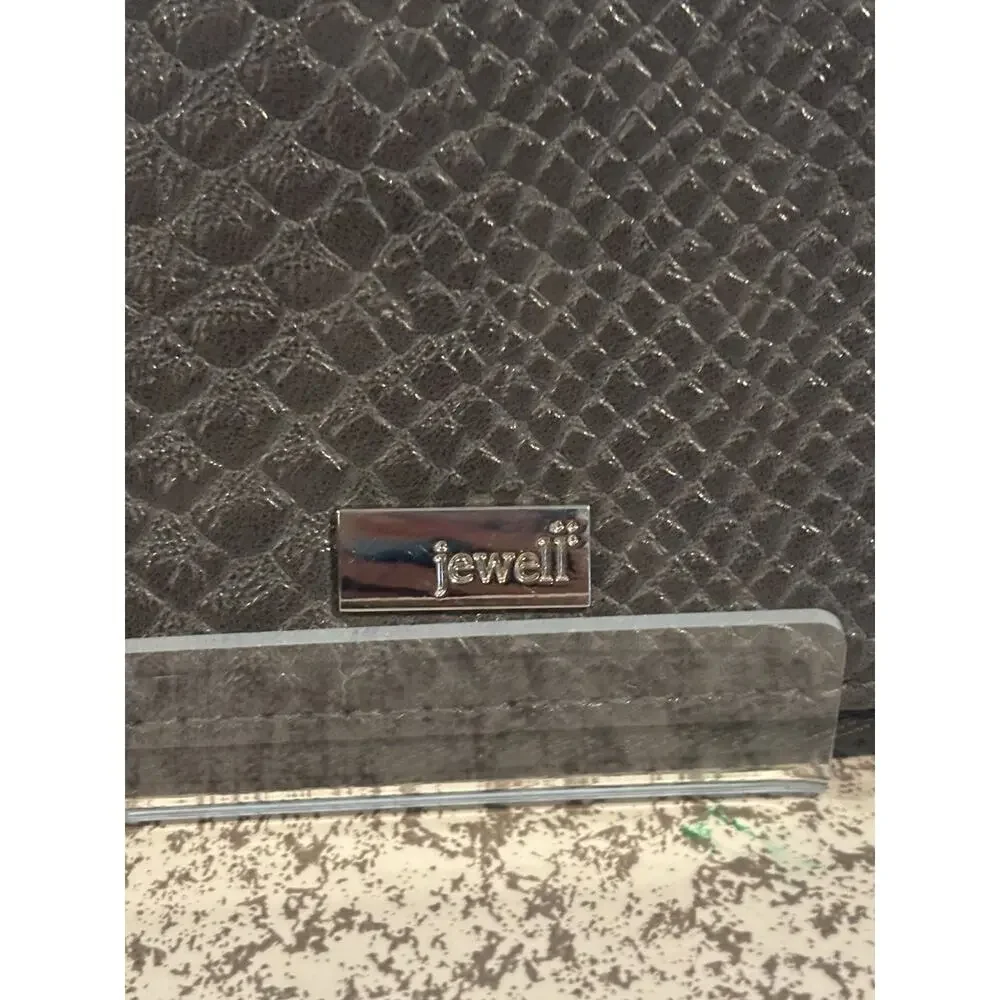 Jewell Thirty-One Gray Faux Snake Wristlet Wallet Clutch